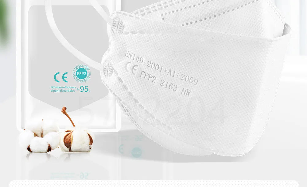 10-100PCS mascarillas FFP2 Face Mask CE Approved FPP2 Disposable KN95 KF94 Facial Mouth Black Fish Masks FFP2MASK kf94mask