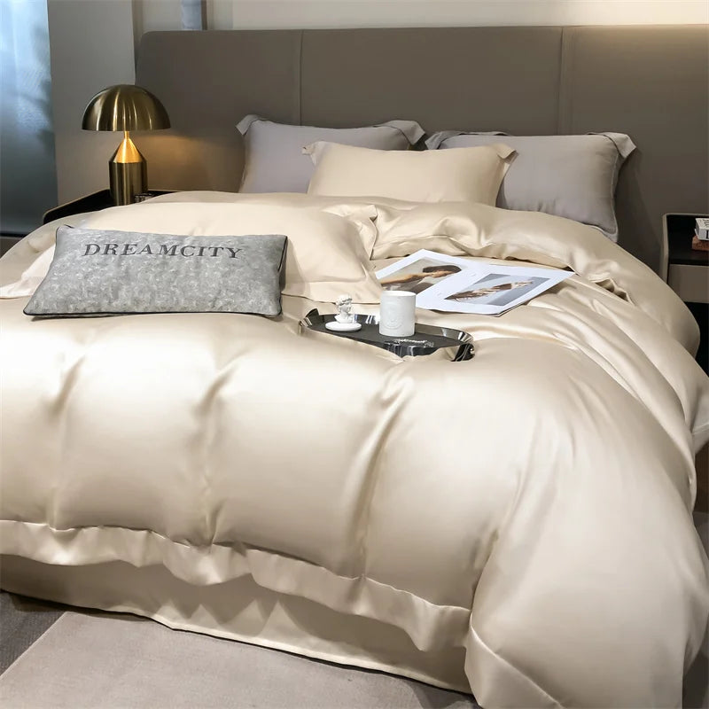 Silky 100% Bamboo Bedding Set Organic Pure Bamboo Duvet Cover Set with Quilt Cover Bed Sheet Pillowcase Luxury Cooling Bed Linen