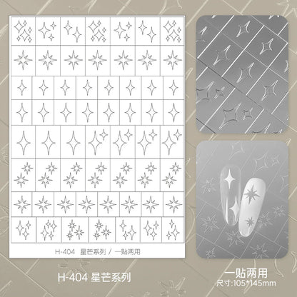 Kaniu Transparent Hollow French Nail Stickers Snowflake Starry Design Nail Art Decal Self-Adhesive Manicure Stencil Template