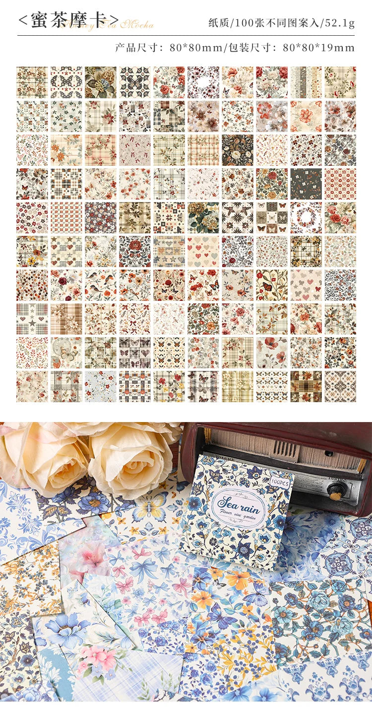 100pcs Vintage Paper Multi Style Deco Retro Stationery Supplies Writing Paper Junk Journal Label Scrapbooking Material Supplies