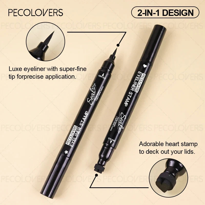 Blushimmer liquid eyeliner stamp with waterproof gel felt tip, featuring heart, star, triangle, and flower shape stamps for creative eye makeup.