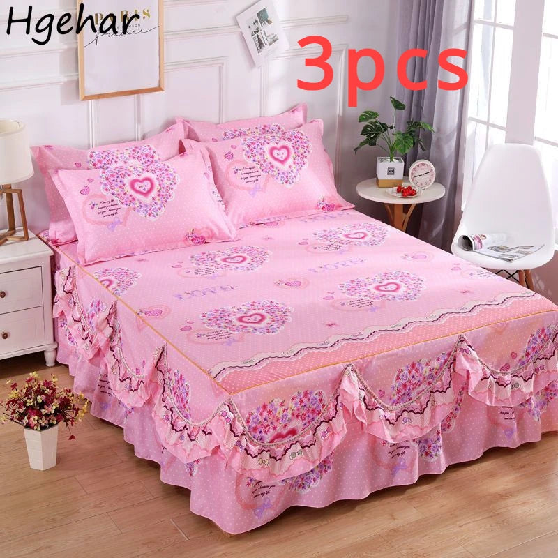 Bed Sheet 3pcs with Pillowcase Household Fashion Washable Skin-friendly Soft Bedding Luxury Bedroom Students Adults Bedspread