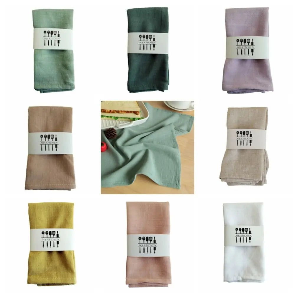 Party Supply Table Decoration Cotton Linen Napkin Soft Vintage Tea Towel Retro Soild Color Dinner Cloth Banquet