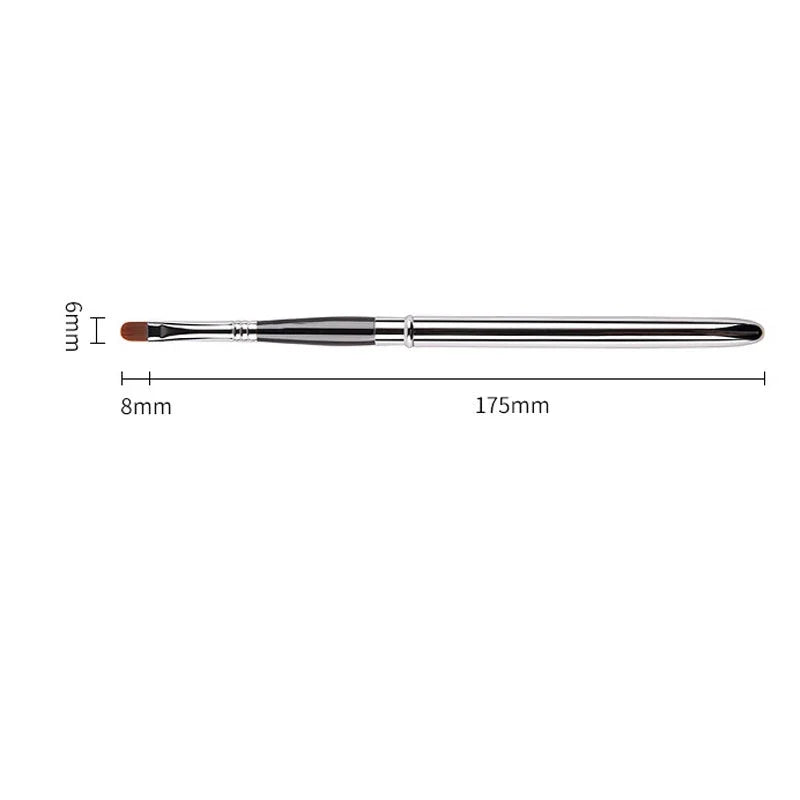 Blushimmer portable silver lips makeup brush pen with metal handle, lip gloss and lipstick applicator with protective cap.