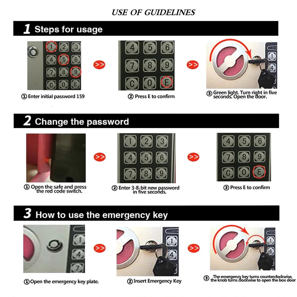 Mini Electronic Safe Box Digital Keypad Lock Safe All Steel Construction Automatic Locked Fireproof Security Box for Home Office
