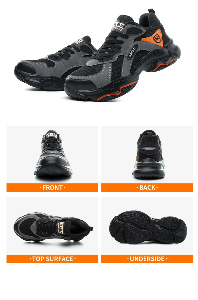 Slip On Safety Shoes Work Boots Steel Toe Men Non-Slip Lightweight Breathable Industrial Shoes Anti shock Protective Boots