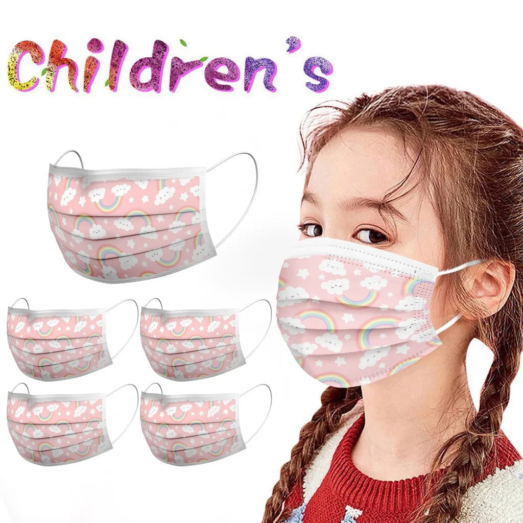 50pcs Cartoon Kids Disposable Mask 3 Layer Child Filter Hygiene Thicken Children's Face Mouth Mask Earloop mascarilla infantil