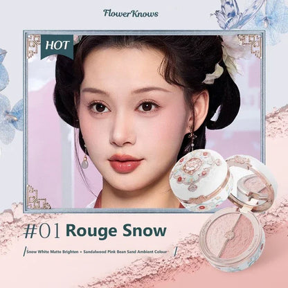 Blushimmer Flower Knows Strawberry Rococo embossed blush powder with smooth, long-lasting face-enhancing makeup in soft pink color.