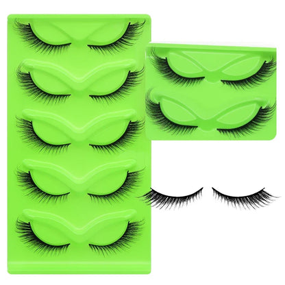 DINGSEN Blushimmer cat eye eyelashes with five pairs of fluffy, wispy mink strip lashes for a natural, long eyelash look