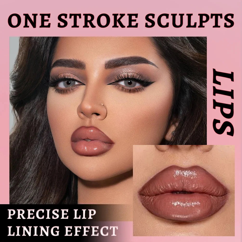 Blushimmer QIBEST matte waterproof liquid lipliner pencil for natural lip contouring and plumping, with a sleek makeup design.