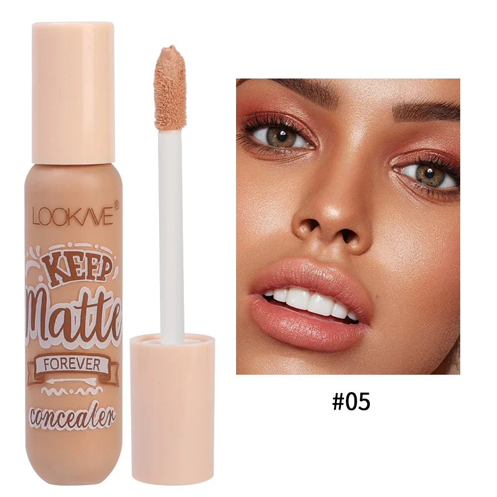 Blushimmer waterproof matte liquid concealer with moisturizing formula, covering acne, dark circles, and contouring on face.