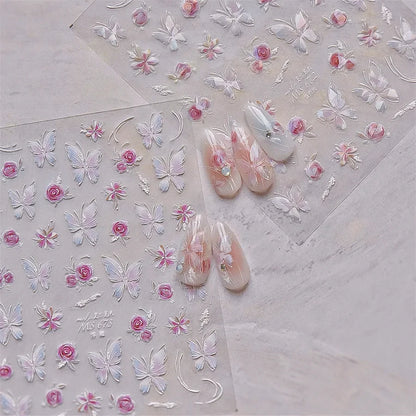 Shiny Jelly Butterfly 5D nail art sticker with rhinestones and insect design for DIY manicure decoration by Blushimmer.