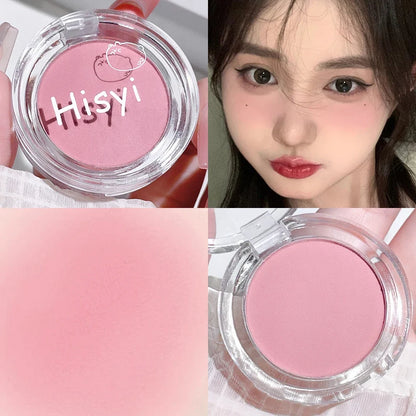 Blushimmer HISYI slightly tipsy matte blush plate with natural color micro flash for a subtle, monochrome makeup look