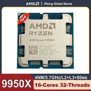 AMD Ryzen 9 9950X R9 9950X New Processor 5.7GHz 16-Core 32-Thread 80MB Game Cache 4NM TDP 170W Socket AM5 Gaming CPU Zen 5