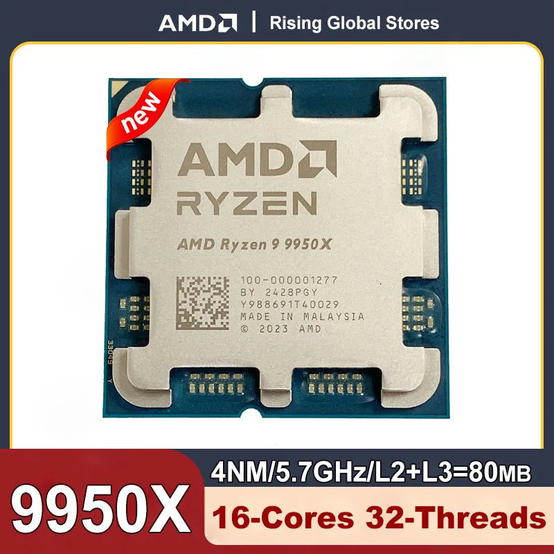 AMD Ryzen 9 9950X R9 9950X New Processor 5.7GHz 16-Core 32-Thread 80MB Game Cache 4NM TDP 170W Socket AM5 Gaming CPU Zen 5