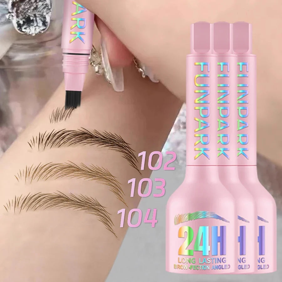 Blushimmer 3D dye eyebrow pencil in black, brown, and natural shades with brush, anti-smudge waterproof eyebrow makeup.