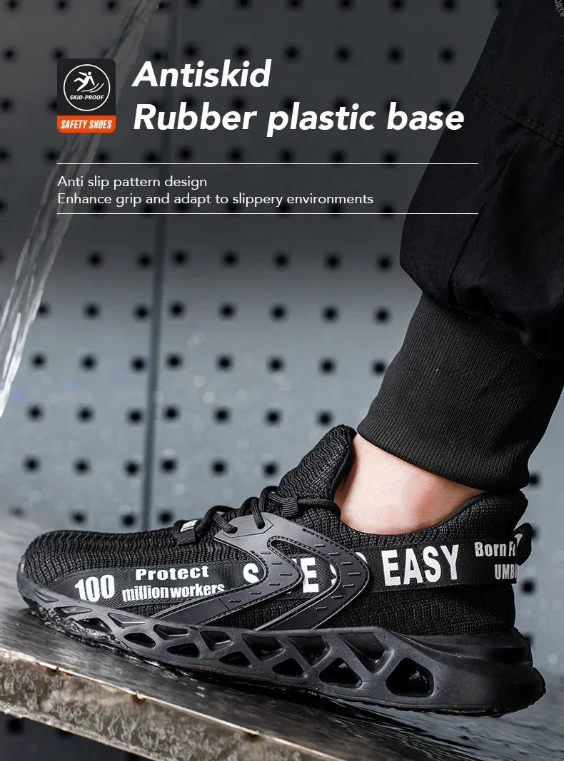 Steel Toe Safety Shoes Men Women Lightweight Work Sneakers Puncture Proof Work Shoes Unisex Coustruction Safety Work Boots