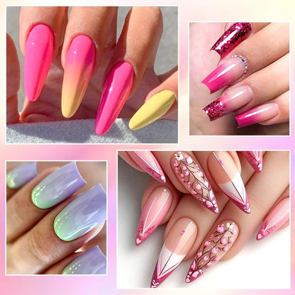 Blushimmer 12-piece all-season nail gel polish set with multicolor shades, UV and LED safe, long-lasting nail supplies for women.