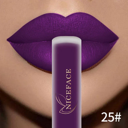 Blushimmer NICEFACE matte liquid lipstick in sexy red nude purple metallic shades, waterproof long-lasting lip gloss tint, makeup cosmetics