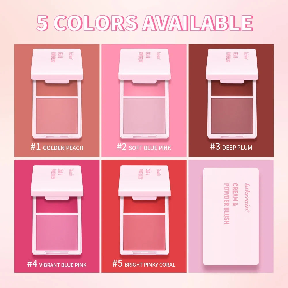 Blushimmer Juvia's cream powder matte blush duo in rose shade with high pigment, natural matte finish, long-lasting makeup.