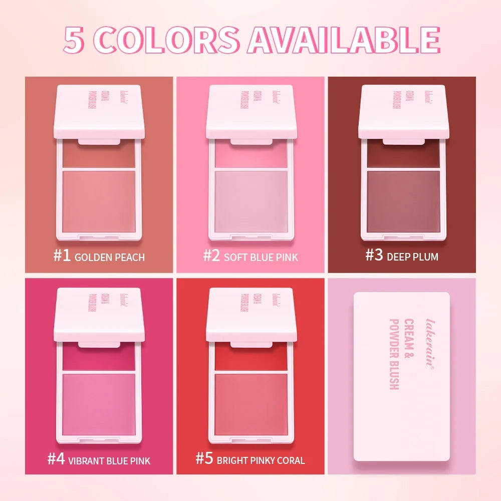 Blushimmer cream powder matte blush duo in rose shades, long-lasting, high pigment, natural finish, perfect for makeup application