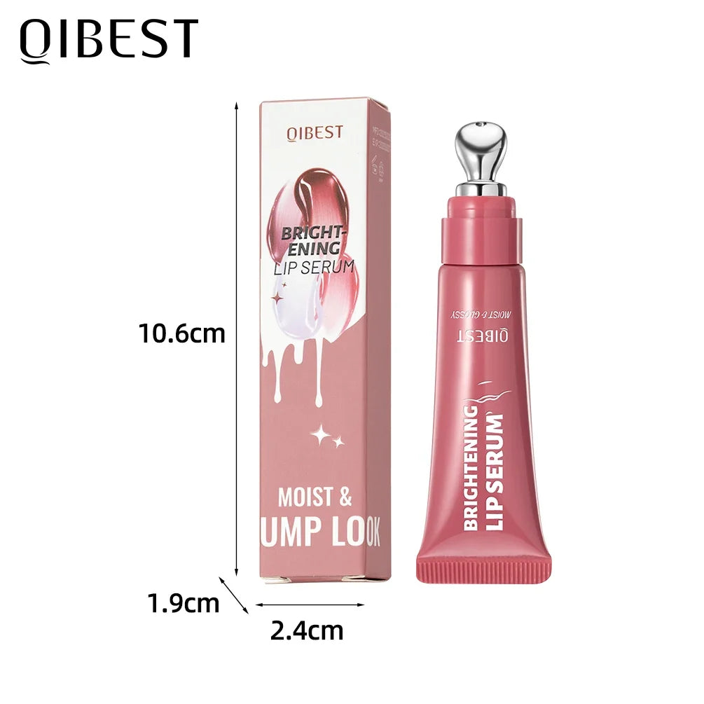Blushimmer QIBEST Mirror Pearl Lipgloss with shiny, moisturizing finish and glitter accents on a clear lip applicator.