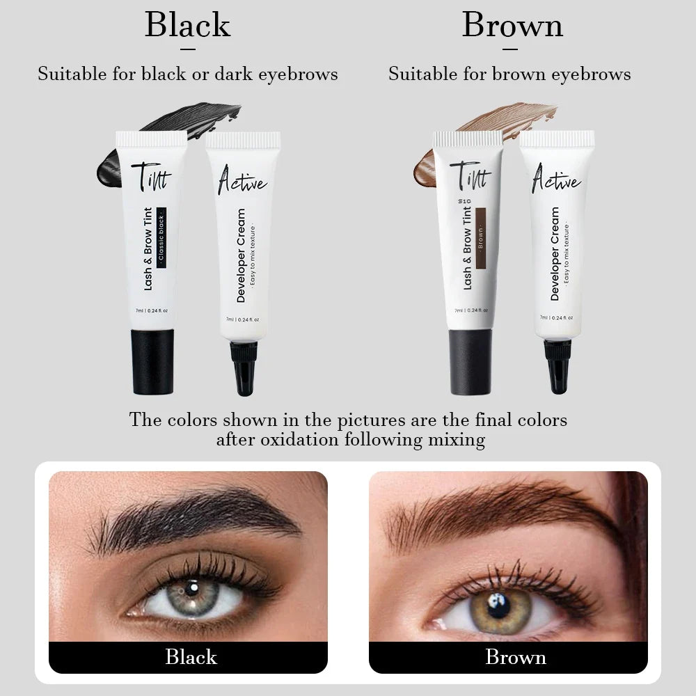 Blushimmer Gollee Classic Black lash and brow tinting set with waterproof eyelash dye kit and makeup tools, easy to use and long-lasting.
