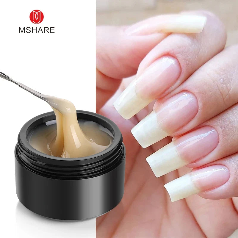 Blushimmer MSHARE 50ml pink gel builder for nails, UV and LED compatible, self-leveling nail extension gel in a natural pink shade