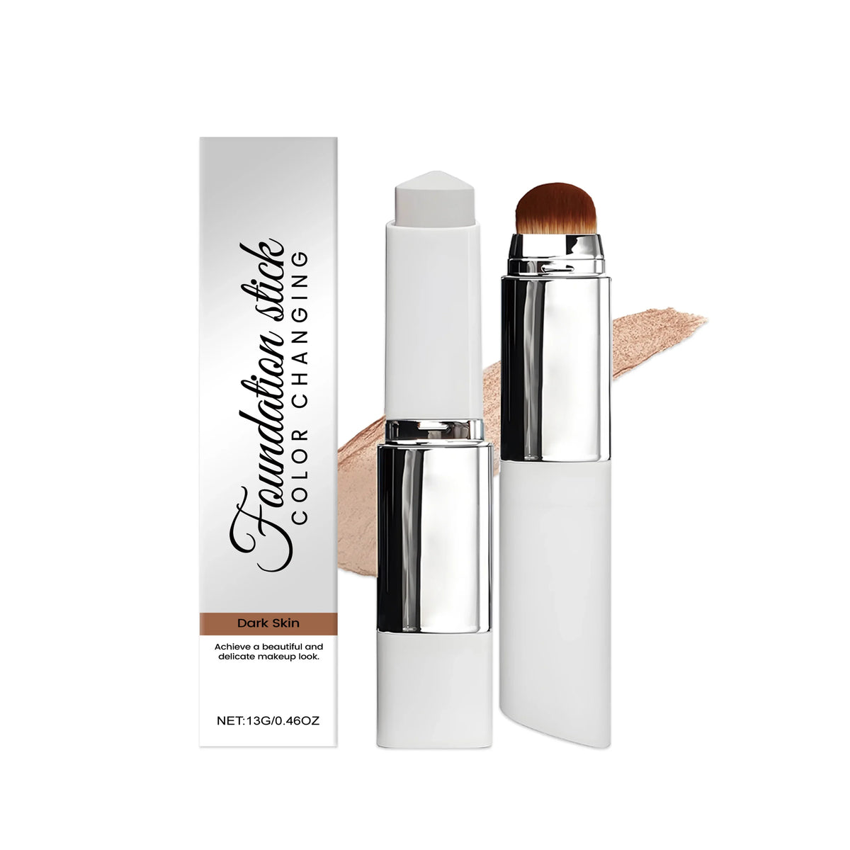 Foundation Make-Up Stick Double Head with Brush 3 Colors Lightweight Moisturizing Brighten Matte Concealer 2IN1 Foundation Stick