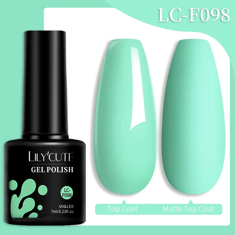 Assorted colorful gel nail polish bottles from Blushimmer's LILYCUTE 7ML collection for long-lasting, semi-permanent manicures.