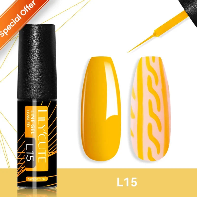 Blushimmer LILYCUTE 7ML colorful gel nail polish bottles in a display, showcasing vibrant shades for long-lasting manicures.