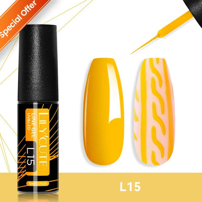 Blushimmer LILYCUTE 7ML colorful gel nail polish bottles in a display, showcasing vibrant shades for long-lasting manicures.