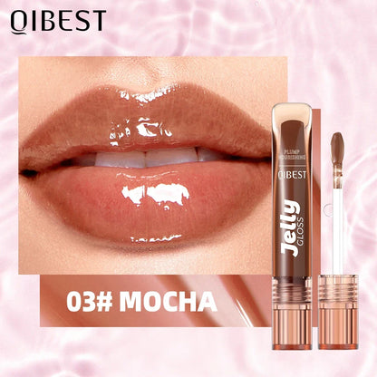 Blushimmer QIBEST mirror pearl jelly lip gloss with hydrating, lightweight, watery crystal finish and lasting moisture for lips.