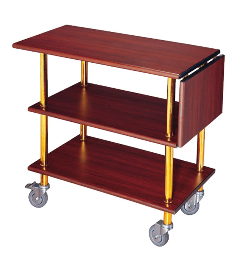 Solid wood three-layer service cart Hotel roast duck trolley Restaurant wine  Food delivery  Wheeled dessert Dim