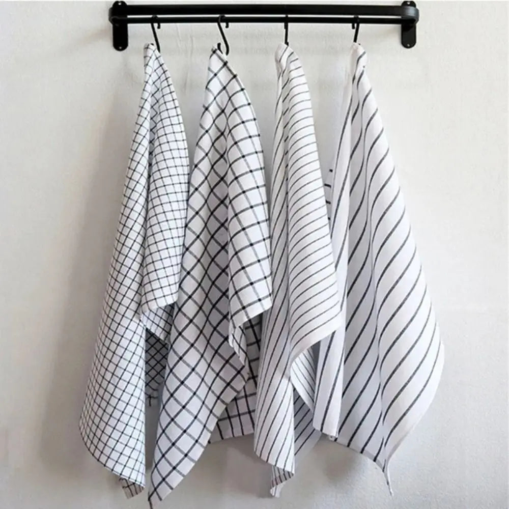 Tea Towel 40x60cm Kitchen Towel Cotton Printed Dish Cleaning Cloth Stripe Plaid Durable Table Napkin Dinner
