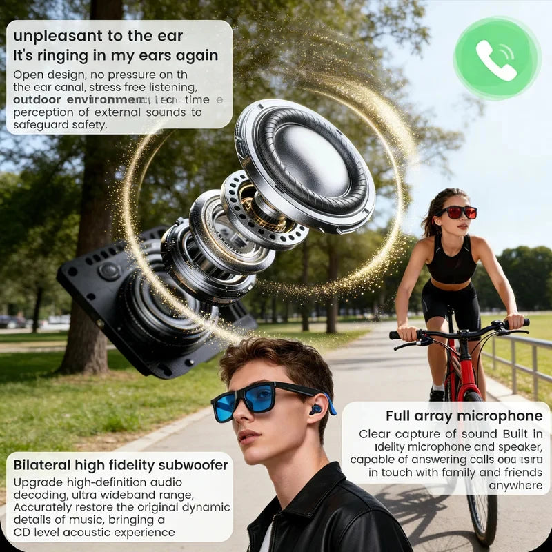 Smart Audio Glasses Touch Control Color Changing Lens Dual Microphone Noise Reduction Super Clear Sound Bluetooth Sunglasses New
