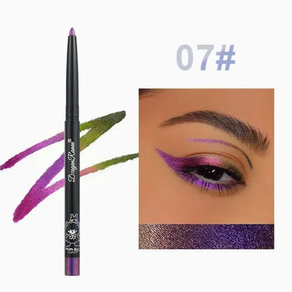 Blushimmer Glitter Aurora Eyeliner Pen with multi-chrome metallic green and purple shades, shimmering eye makeup product.