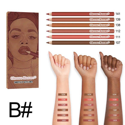 Set of six Blushimmer lip liner pens in nude, waterproof and sweat-proof, featuring non-fade, non-stick cup design.