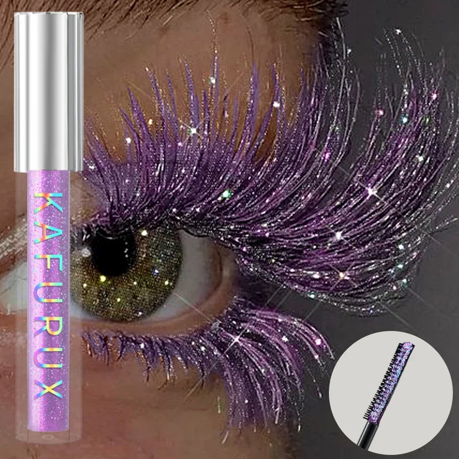 Blushimmer Diamond Shine Waterproof Glitter Mascara with snow effect, adding volume and curl to eyelashes.