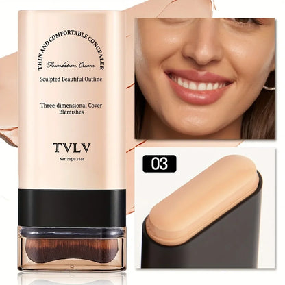 Blushimmer TVLV Velvet Moist Light Eraser Foundation Stick with brush, long-lasting flawless concealer cream for face makeup.