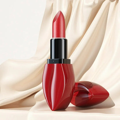 Blushimmer matte lip gloss lipstick with high pigment, waterproof velvet finish in deep red and nude shades, ideal for special occasions