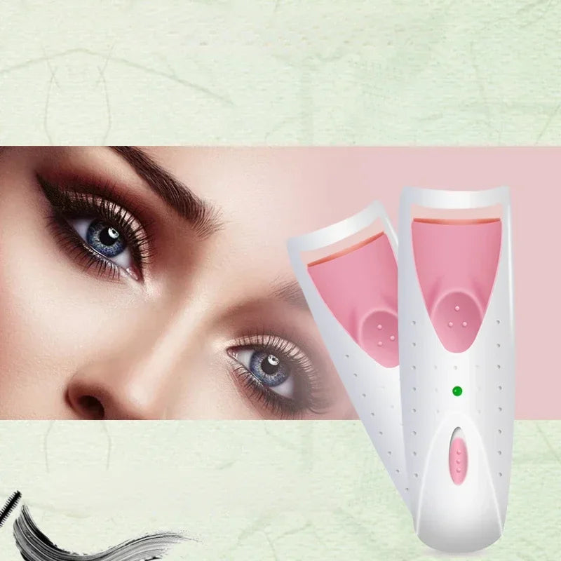 Blushimmer women’s electric heated eyelash curler with automatic design, long-lasting lash perm and eye lash curling tool.