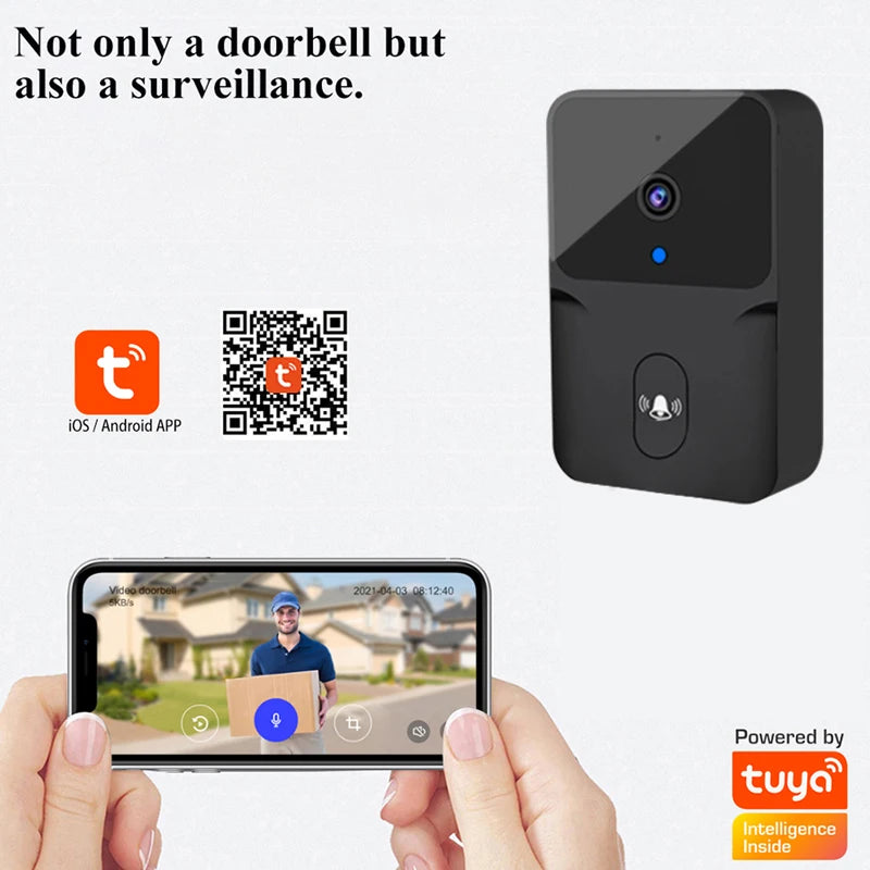 Tuya APP Free Cloud Storage WiFi Doorbell Low Consumption  Visual DoorViewer Door Entry Welcome Chime Peephole Viewer