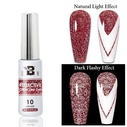 Blushimmer metallic nail gel polish in gold and silver chrome mirror finish, semi-permanent UV LED gel for nail art.