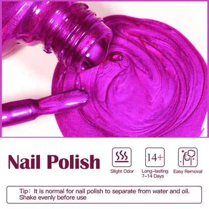 Blushimmer 8ml mirror metallic nail polish bottle showing glossy, long-lasting air-dry nail varnish for DIY manicures.