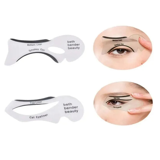Set of 10 reusable professional eye makeup stencil cards by Blushimmer for winged eyeliner, eyeshadow blending, and cut crease.