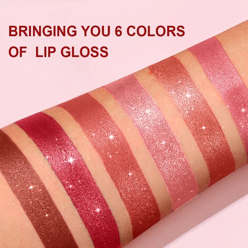 Chocolate brown metallic glitter lipstick by Blushimmer with long-lasting, waterproof, shimmery pearl finish and sparkling lip gloss.