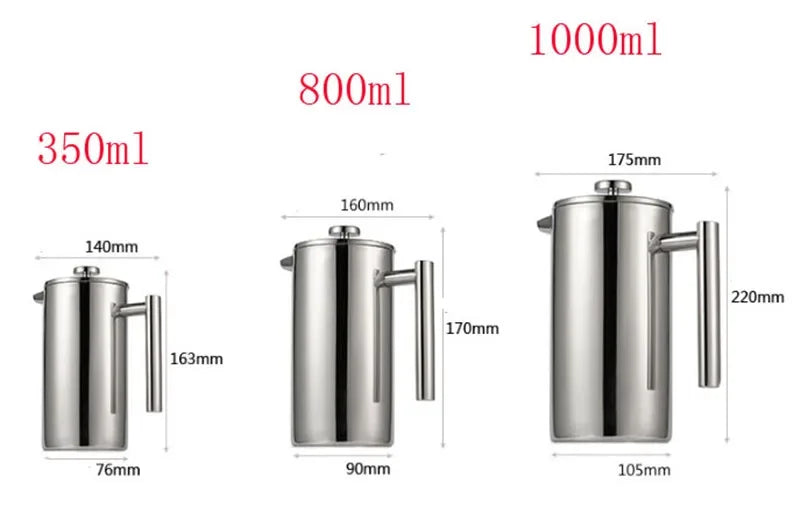 304 Stainless Steel French Press portable Coffee Maker pressure kettle Oolong Tea Pot Filter Coffee Milk percolator barista tool