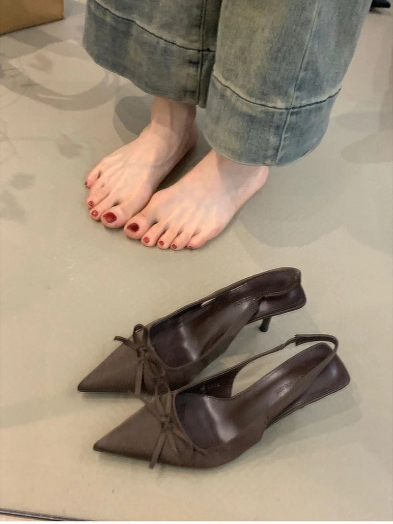 Summer Slip On High Heel Women Sandals Fashion Butterfly-knot Singbacks Pumps Stripper Party Female Sandalias