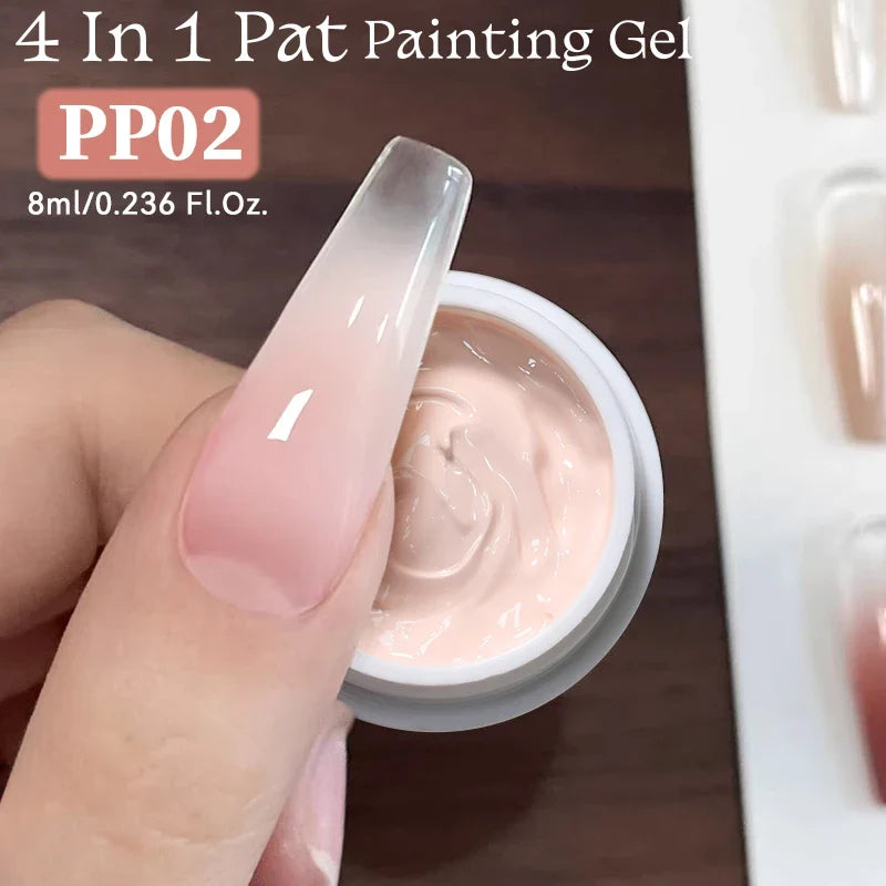 Blushimmer UR SUGAR 4-in-1 nude pink gel nail polish for gradient, edge cover, nail art, and stamping pattern.
